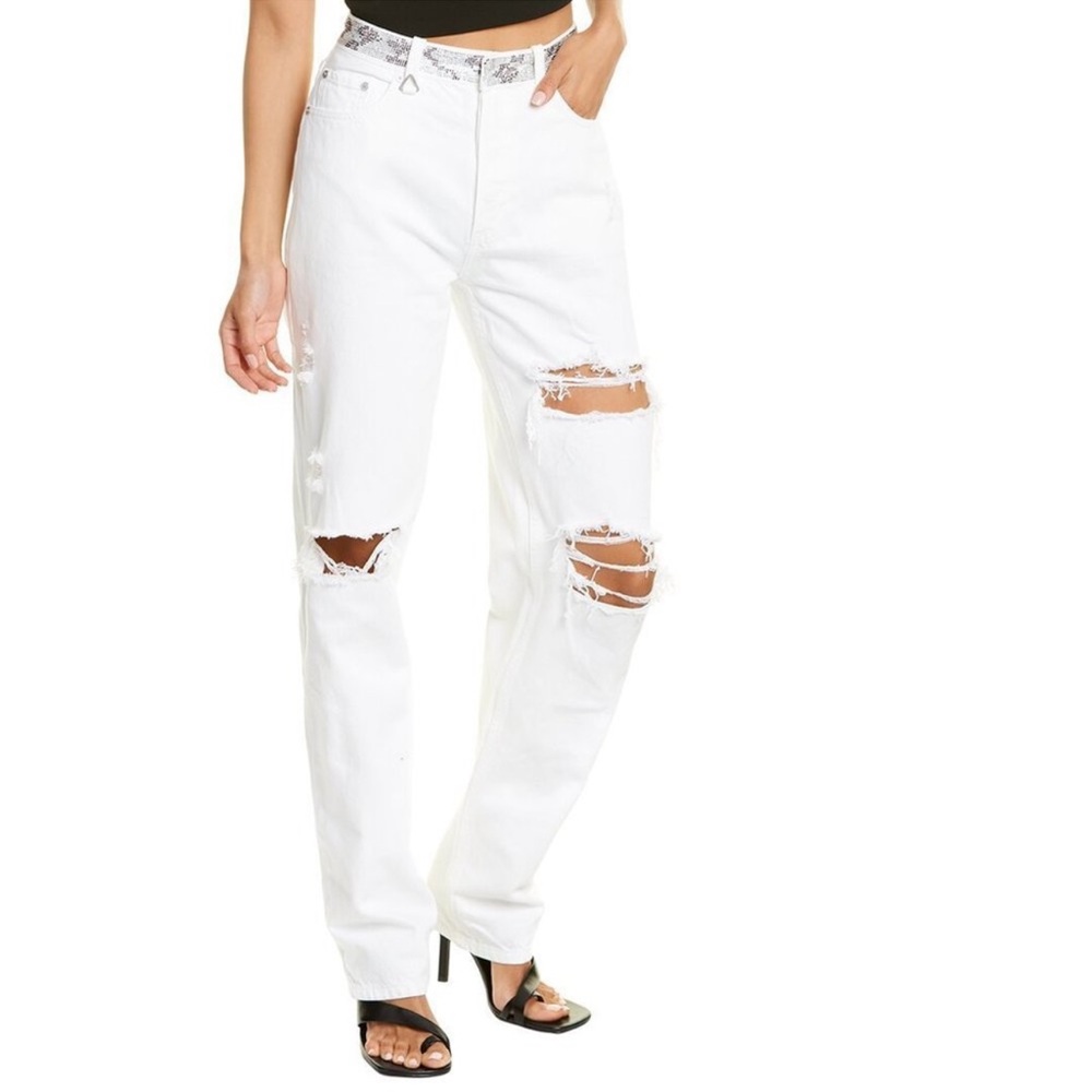 Free people x Neon Blonde  Lover White Lightning Straight Leg Jean